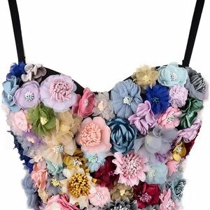 Women's 3D Floral Bustier Crop Top